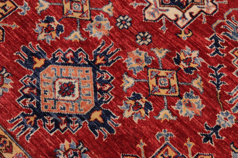 handmade Geometric Super Kazak Red Beige Hand Knotted RECTANGLE 100% WOOL area rug 6' x 9'