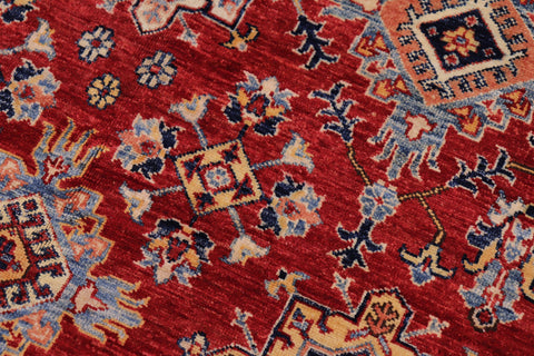 handmade Geometric Super Kazak Red Beige Hand Knotted RECTANGLE 100% WOOL area rug 6' x 9'
