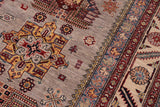 handmade Geometric Super Kazak Gray Beige Hand-made RECTANGLE 100% WOOL area rug 9x12