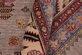 handmade Geometric Super Kazak Gray Beige Hand-made RECTANGLE 100% WOOL area rug 9x12