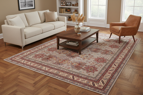 handmade Geometric Super Kazak Gray Beige Hand Knotted RECTANGLE 100% WOOL area rug 9' x 12'