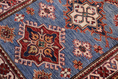 handmade Geometric Super Kazak Lt. Blue Beige Hand-made RUNNER 100% WOOL area rug 3x10