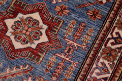 handmade Geometric Super Kazak Lt. Blue Beige Hand-made RUNNER 100% WOOL area rug 3x10