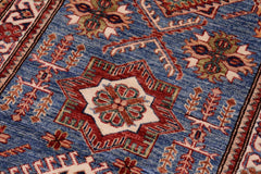 handmade Geometric Super Kazak Lt. Blue Beige Hand-made RUNNER 100% WOOL area rug 3x10