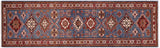 handmade Geometric Super Kazak Lt. Blue Beige Hand-made RUNNER 100% WOOL area rug 3x10