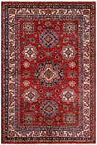 handmade Geometric Super Kazak Red Beige Hand-made RECTANGLE 100% WOOL area rug 6x8