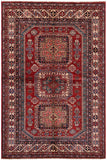 handmade Geometric Super Kazak Red Beige Hand-made RECTANGLE 100% WOOL area rug 5x7
