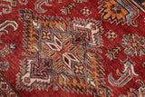 handmade Geometric Super Kazak Red Beige Hand-made SQUARE 100% WOOL area rug 5x6