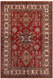 handmade Geometric Super Kazak Red Beige Hand-made SQUARE 100% WOOL area rug 5x6
