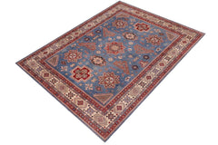 handmade Geometric Kazak Lt. Blue Beige Hand-made RECTANGLE 100% WOOL area rug 10'X13'