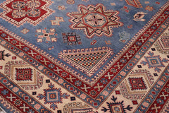 handmade Geometric Kazak Lt. Blue Beige Hand-made RECTANGLE 100% WOOL area rug 10'X13'