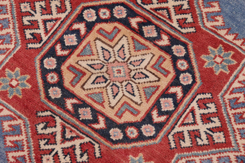 handmade Geometric Kazak Lt. Blue Beige Hand-made RECTANGLE 100% WOOL area rug 10'X13'