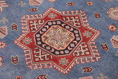 handmade Geometric Kazak Lt. Blue Beige Hand-made RECTANGLE 100% WOOL area rug 10'X13'