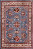 handmade Geometric Kazak Lt. Blue Beige Hand-made RECTANGLE 100% WOOL area rug 10' x 13'