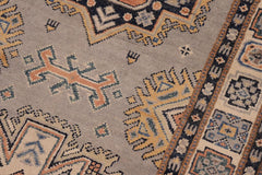 handmade Geometric Kazak Gray Beige Hand-made RUNNER 100% WOOL area rug 3x10