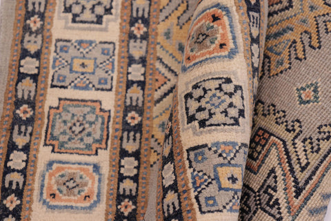 handmade Geometric kazak Red Beige Hand-made RUNNER 100% WOOL area rug 3x10