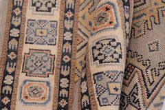 handmade Geometric Kazak Gray Beige Hand-made RUNNER 100% WOOL area rug 3x10