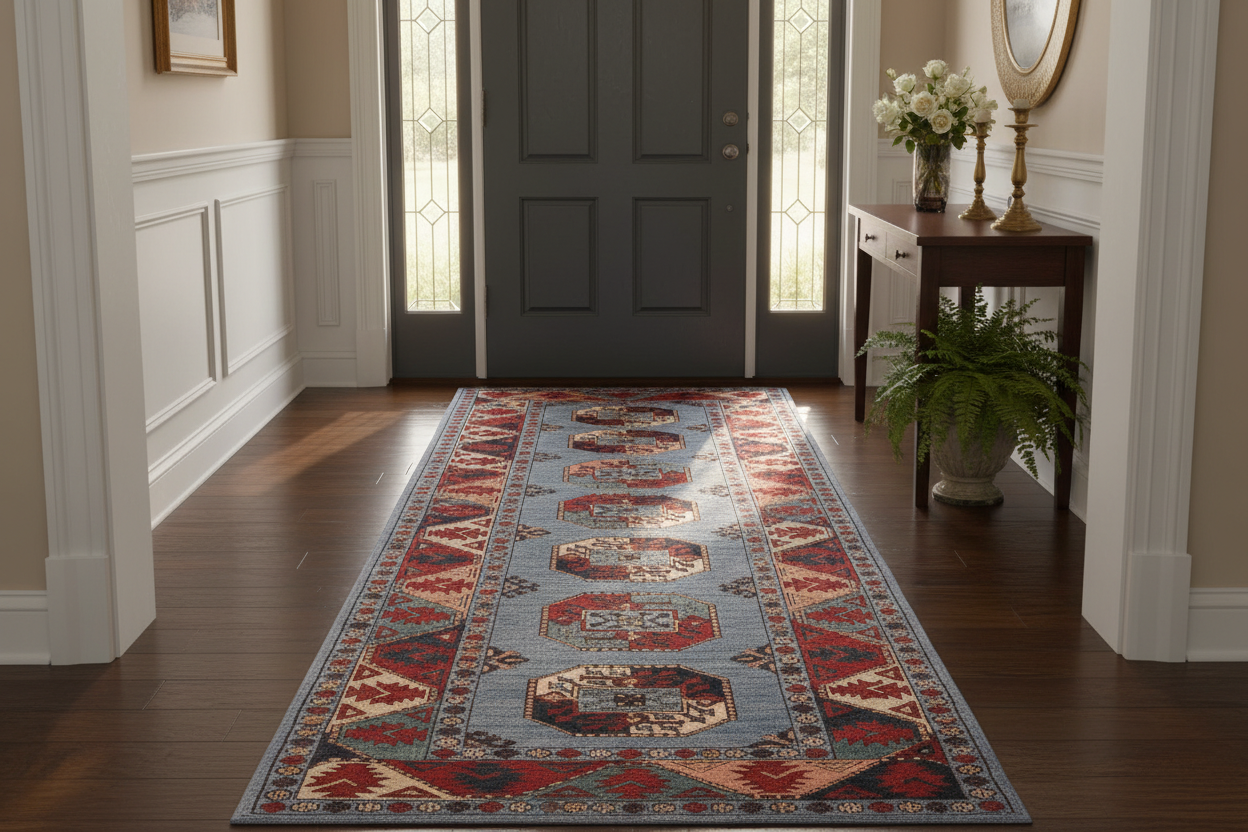 handmade Geometric Ersari Blue Multi Hand-made RUNNER 100% WOOL area rug 3' x 10'