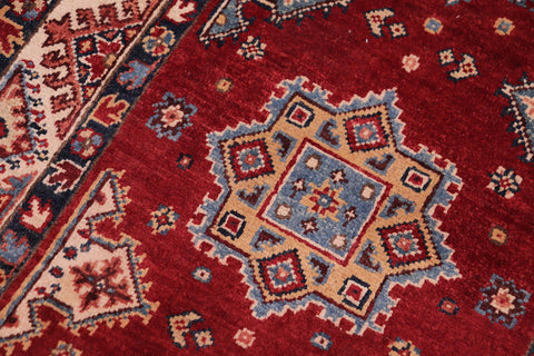 handmade Geometric kazak Red Beige Hand-made RUNNER 100% WOOL area rug 3x10