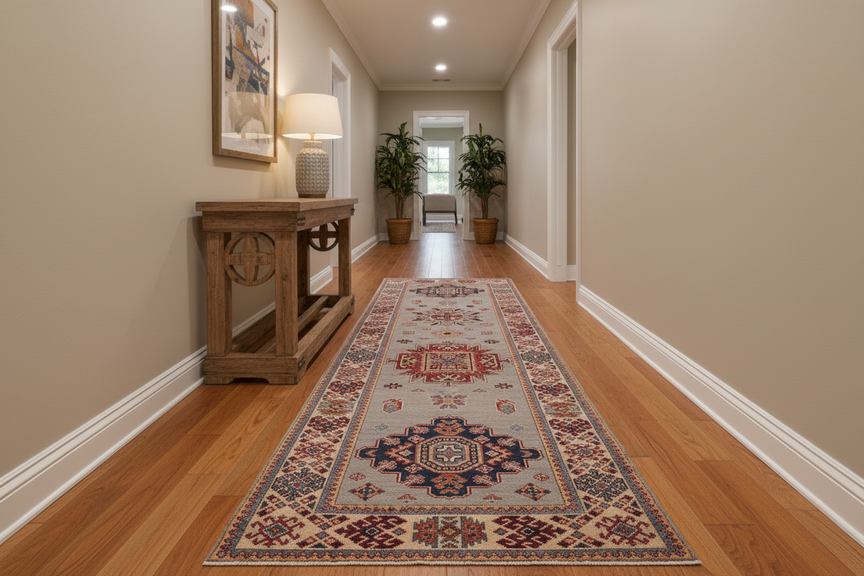 handmade Geometric Super Kazak Lt. Gray Beige Hand Knotted RUNNER 100% WOOL area rug 3' x 10'