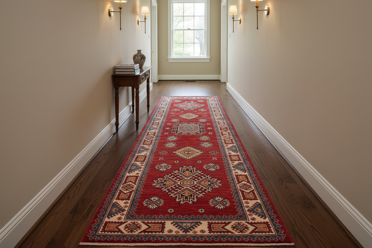 handmade Geometric Super Kazak Red Beige Hand Knotted RUNNER 100% WOOL area rug 3' x 8'