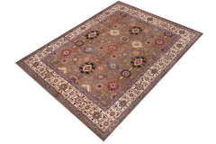 handmade Traditional Kafkaz Brown Beige Hand-made RECTANGLE 100% WOOL area rug 8X9