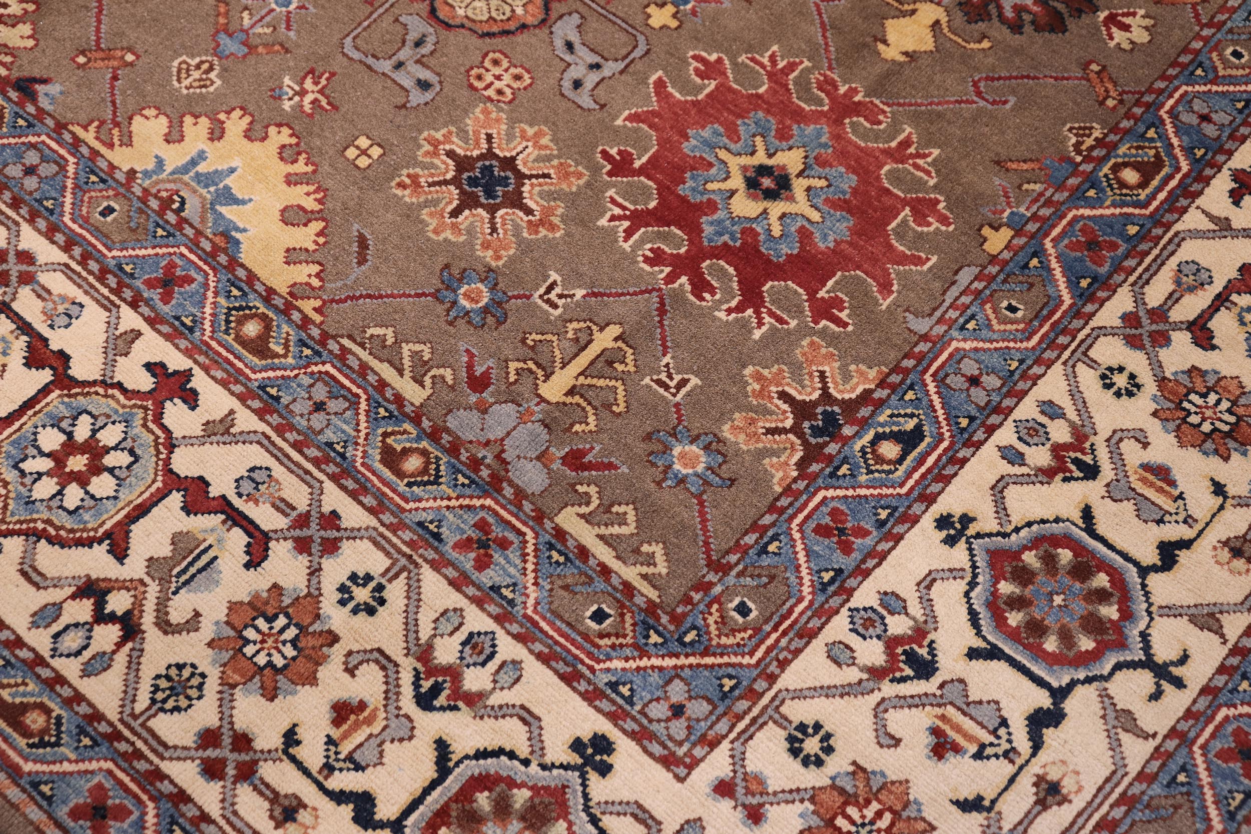 handmade Transitional Kafkaz Brown Beige Hand-made RECTANGLE 100% WOOL area rug 8' x 9'