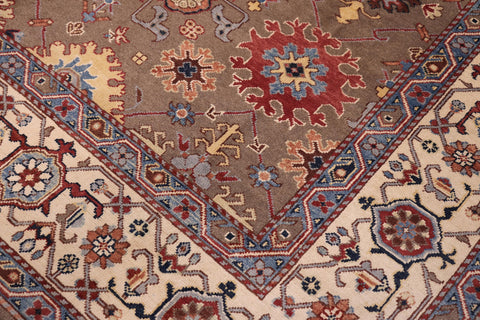 handmade Transitional Kafkaz Brown Beige Hand-made RECTANGLE 100% WOOL area rug 8' x 9'