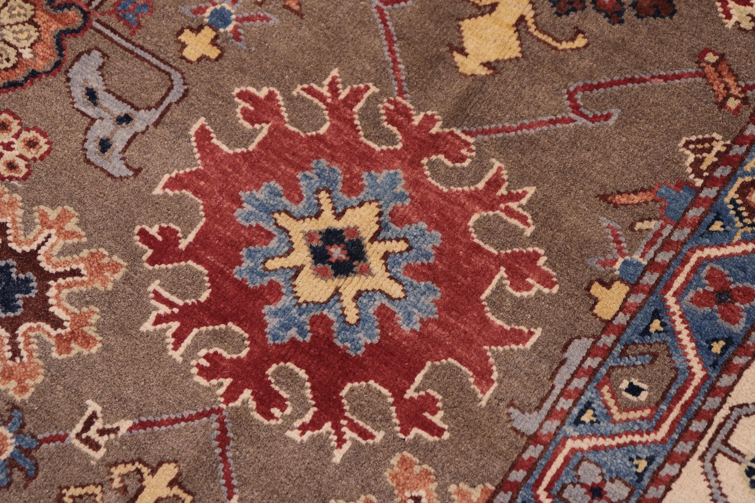 handmade Transitional Kafkaz Brown Beige Hand-made RECTANGLE 100% WOOL area rug 8' x 9'