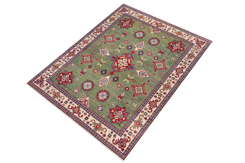 handmade Geometric Kazak Lt. Green Beige Hand-made RECTANGLE 100% WOOL area rug 8'X9'