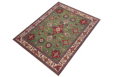 handmade Geometric Kazak Lt. Green Beige Hand-made RECTANGLE 100% WOOL area rug 8'X9'