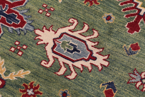 handmade Geometric Kazak Lt. Green Beige Hand-made RECTANGLE 100% WOOL area rug 8'X9'