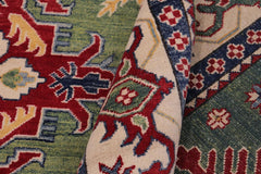 handmade Geometric Kazak Lt. Green Beige Hand-made RECTANGLE 100% WOOL area rug 8'X9'