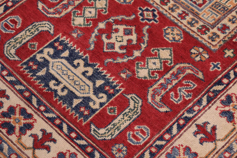 handmade Geometric Kazak Red Beige Hand-made RECTANGLE 100% WOOL area rug 3'X5'