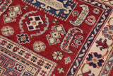 handmade Geometric Kazak Red Beige Hand-made RECTANGLE 100% WOOL area rug 3' x 5'