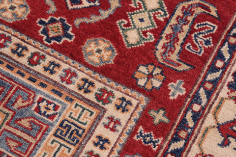 handmade Geometric Kazak Red Beige Hand-made RECTANGLE 100% WOOL area rug 3'X5'