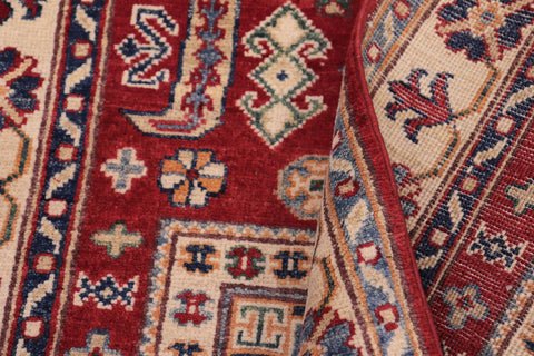 handmade Geometric Kazak Red Beige Hand-made RECTANGLE 100% WOOL area rug 3'X5'
