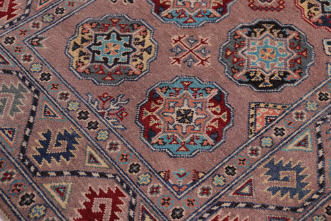 handmade Geometric Kazak Light Purpl Light Purpl Hand-made RECTANGLE 100% WOOL area rug 3'X5'
