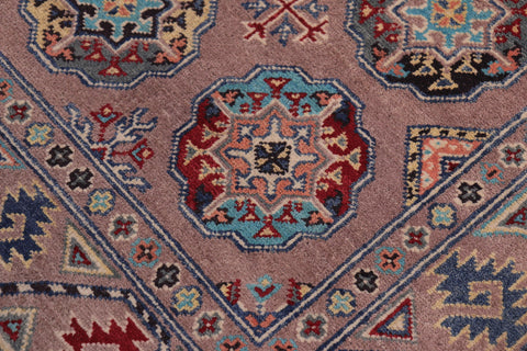 handmade Geometric Kazak Light Purpl Light Purpl Hand-made RECTANGLE 100% WOOL area rug 3'X5'