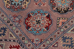 handmade Geometric Kazak Light Purpl Light Purpl Hand-made RECTANGLE 100% WOOL area rug 3'X5'