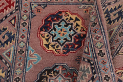 handmade Geometric Kazak Light Purpl Light Purpl Hand-made RECTANGLE 100% WOOL area rug 3'X5'