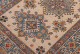 handmade Geometric Kazak Beige Lt. Blue Hand-made RECTANGLE 100% WOOL area rug 3' x 5'