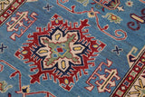 handmade Geometric Kazak Lt. Blue Beige Hand-made RECTANGLE 100% WOOL area rug 3' x 5'