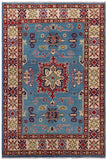 handmade Geometric Kazak Lt. Blue Beige Hand-made RECTANGLE 100% WOOL area rug 3' x 5'
