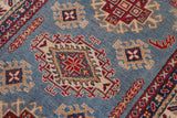 handmade Geometric Kazak Lt. Blue Beige Hand-made RECTANGLE 100% WOOL area rug 3' x 5'