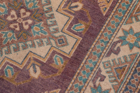 handmade Geometric Kazak Light Purpl Beige Hand-made RECTANGLE 100% WOOL area rug 3'X5'