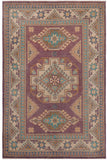 handmade Geometric Kazak Light Purpl Beige Hand-made RECTANGLE 100% WOOL area rug 3' x 5'