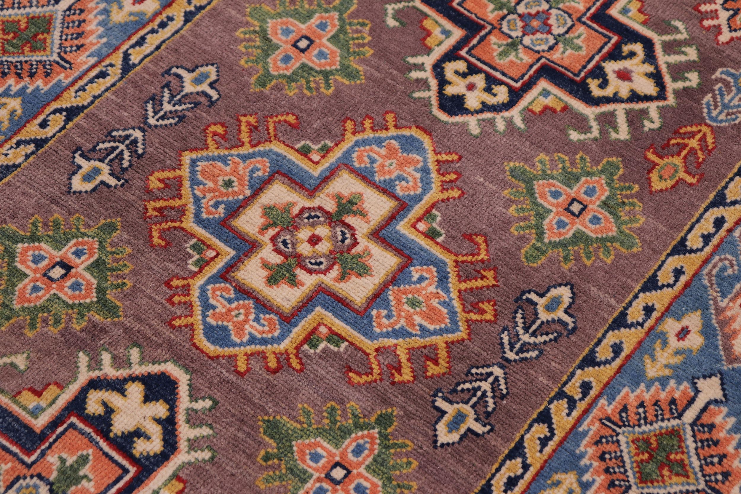 handmade Geometric Kazak Gray Lt. Blue Hand-made RECTANGLE 100% WOOL area rug 3'X5'