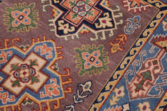 handmade Geometric Kazak Gray Lt. Blue Hand-made RECTANGLE 100% WOOL area rug 3'X5'