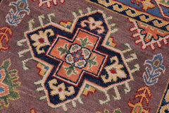 handmade Geometric Kazak Gray Lt. Blue Hand-made RECTANGLE 100% WOOL area rug 3'X5'